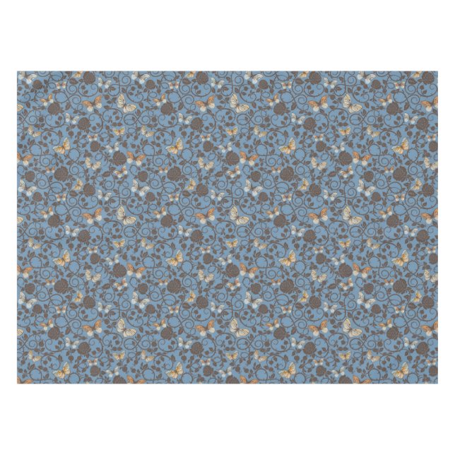 Toalha De Mesa teste padrão com rosas e borboleta (Frente (Horizontal))