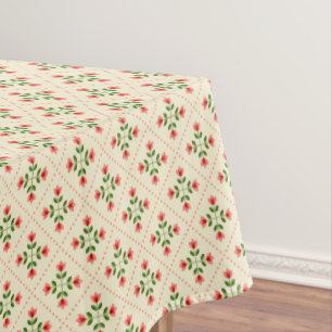 Toalha De Mesa Teste padrão cor-de-rosa & verde floral da arte