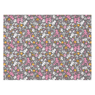 Toalha De Mesa teste padrão das cinzas do kawaii