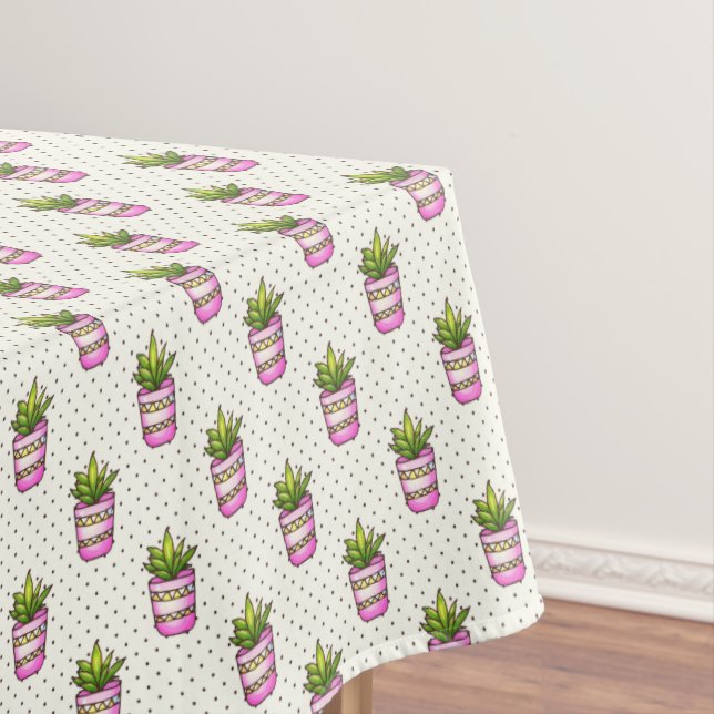 Toalha De Mesa Teste padrão de bolinhas do Succulent da aguarela (Posição Original)