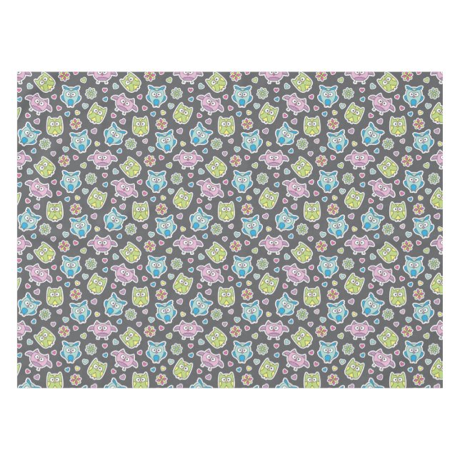 Toalha De Mesa teste padrão de corujas dos desenhos animados (Frente (Horizontal))