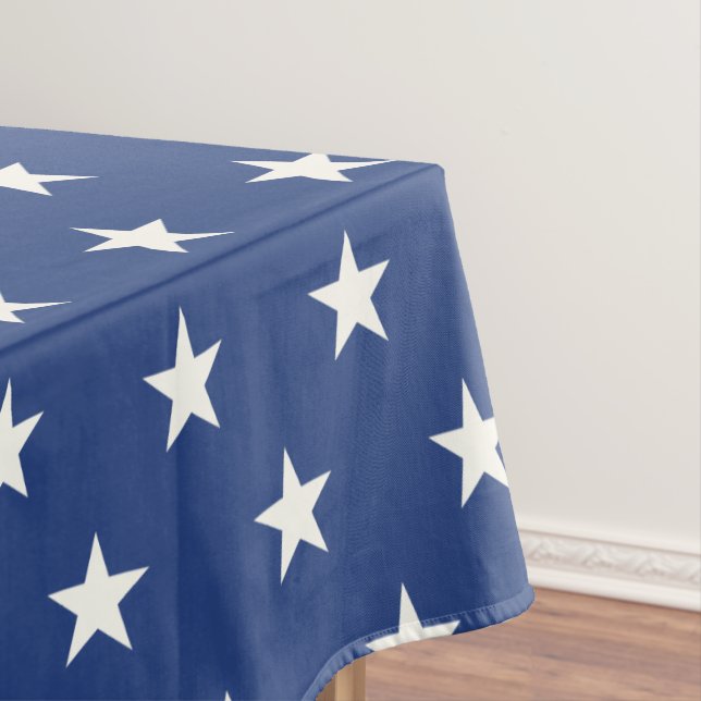 Toalha De Mesa Teste padrão de estrela azul e branco moderno (Posição Original)