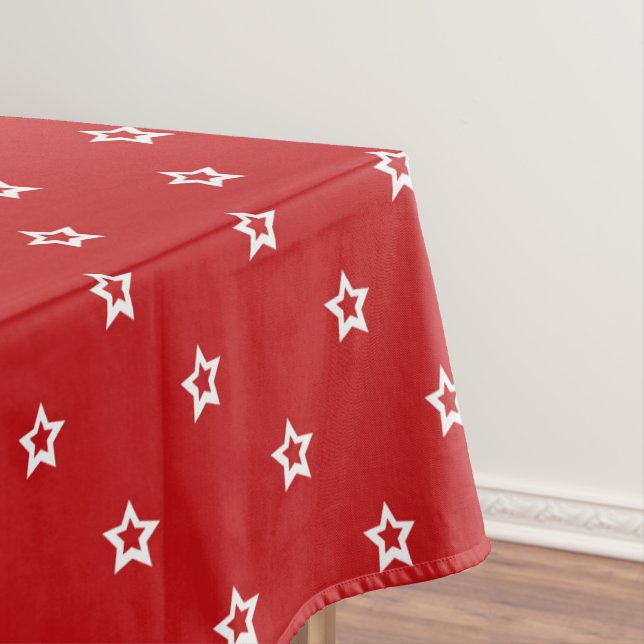 Toalha De Mesa Teste padrão de estrelas branco no vermelho (Posição Original)