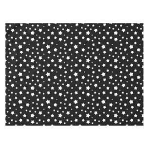 Toalha De Mesa Teste padrão de estrelas preto e branco