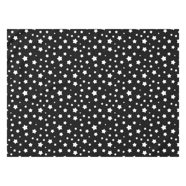 Toalha De Mesa Teste padrão de estrelas preto e branco (Frente (Horizontal))