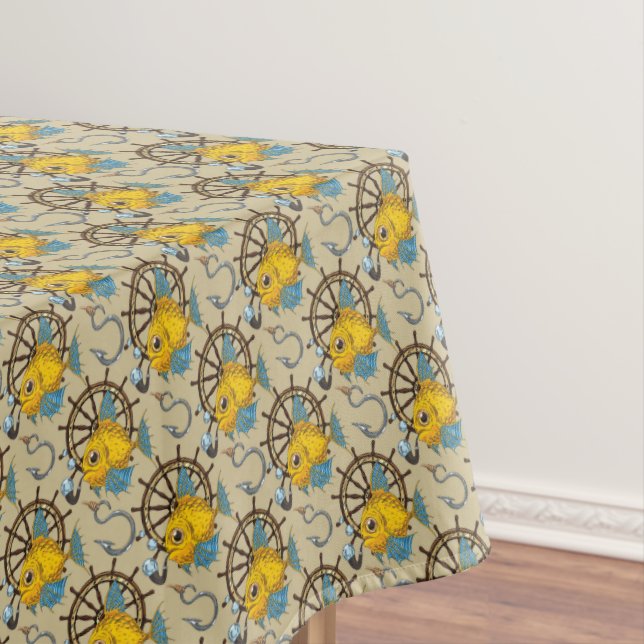 Toalha De Mesa Teste padrão do capitão de mar peixe (Posição Original)