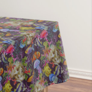 Toalha De Mesa Teste padrão do Grunge da vida marinha