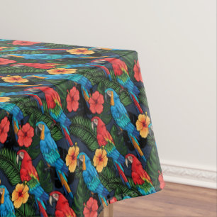 Toalha De Mesa Teste padrão do Macaw e do hibiscus