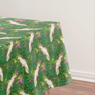 Toalha De Mesa Teste padrão do papagaio com folhas de palmeira
