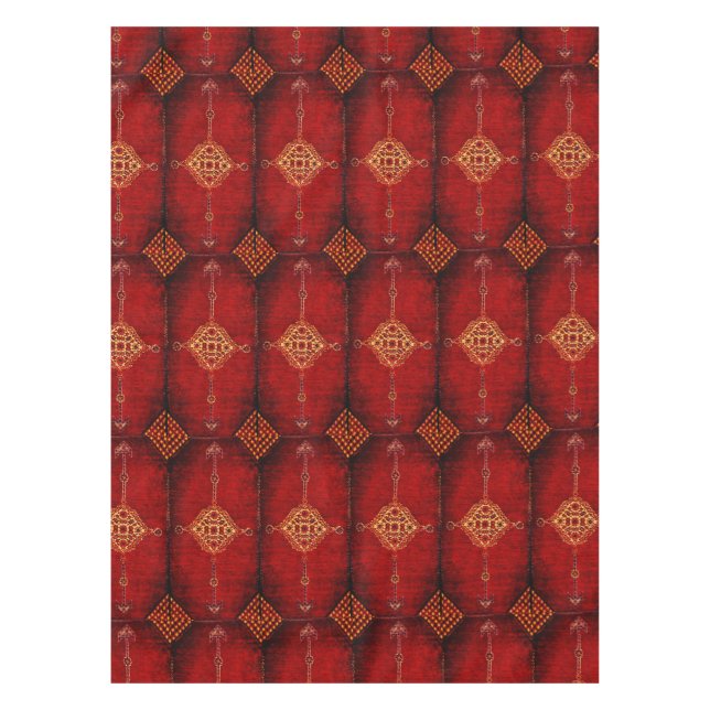 Toalha De Mesa Teste padrão do tapete persa no vermelho (Frente)