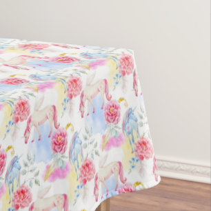 Toalha De Mesa Teste padrão do unicórnio & do Pegasus da aguare