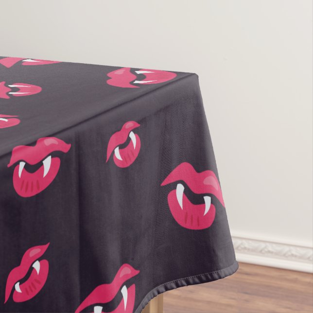 Toalha De Mesa Teste padrão dos lábios e das presas do vampiro (Posição Original)