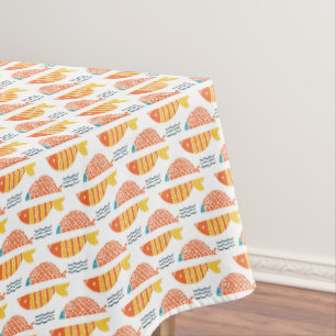 Toalha De Mesa Teste padrão dos peixes da natação da arte popu