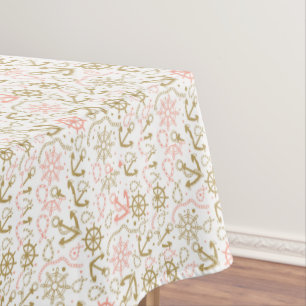 Toalha De Mesa Teste padrão dourado da âncora