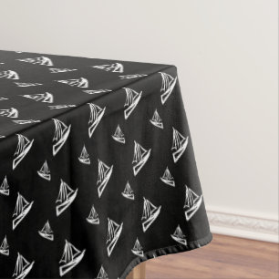 Toalha De Mesa Teste padrão esboçado do veleiro