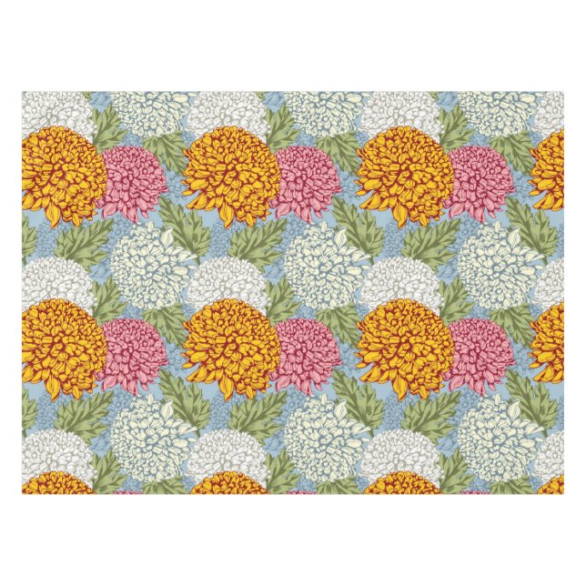 Toalha De Mesa Teste padrão excelente com crisântemos (Frente (Horizontal))