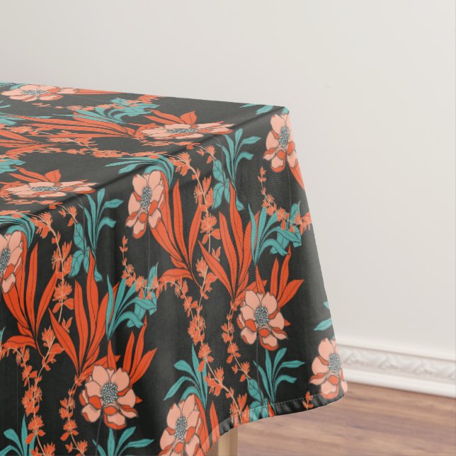 Toalha De Mesa Teste padrão floral abstrato da laranja (Posição Original)