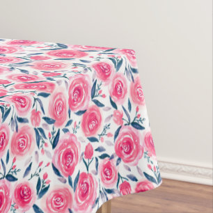 Toalha De Mesa Teste padrão floral cor-de-rosa dos rosas da