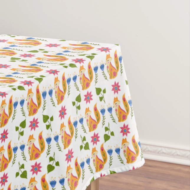 Toalha De Mesa Teste padrão floral Foxy Pastel bonito (Posição Original)