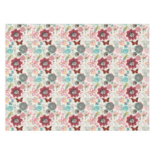 Toalha De Mesa Teste padrão floral no estilo retro 5