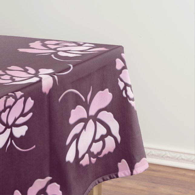 Toalha De Mesa Teste padrão floral retro de Borgonha (Posição Original)