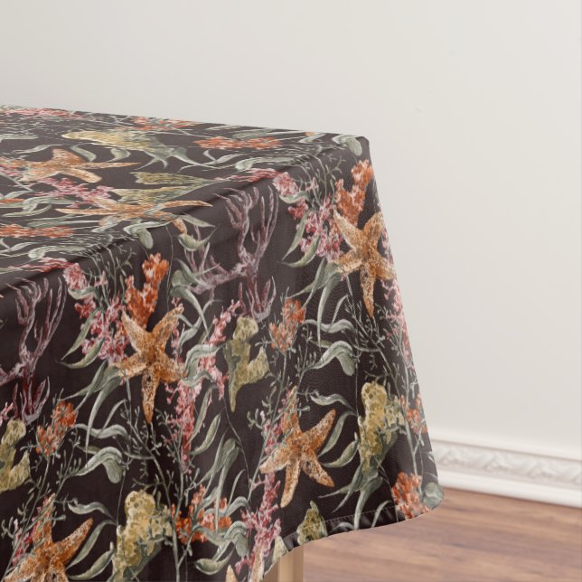 Toalha De Mesa Teste padrão gasto da vida marinha (Posição Original)