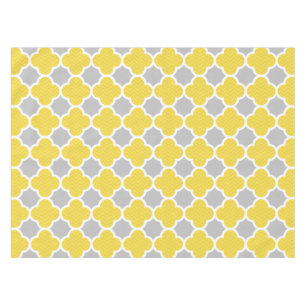 Toalha De Mesa Teste padrão geométrico amarelo & cinzento de