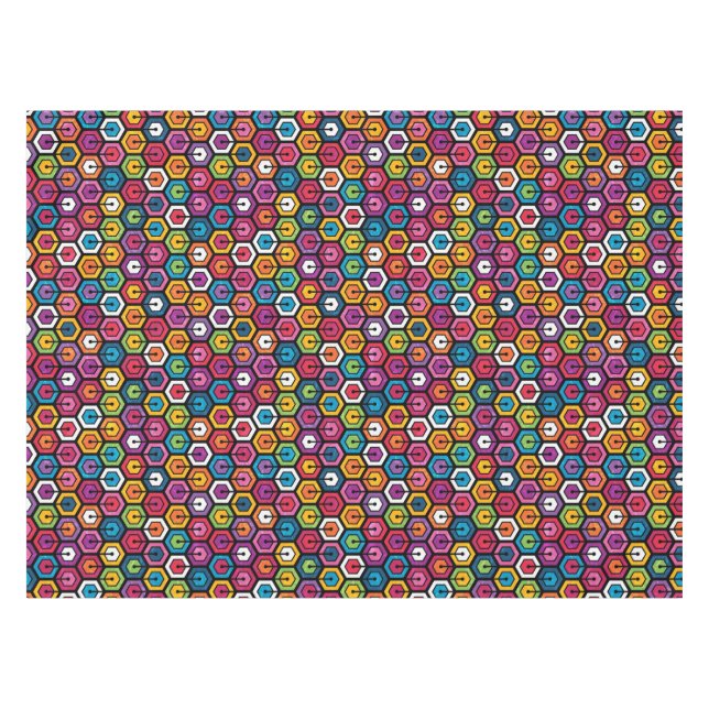 Toalha De Mesa Teste padrão geométrico colorido com hexágonos (Frente (Horizontal))