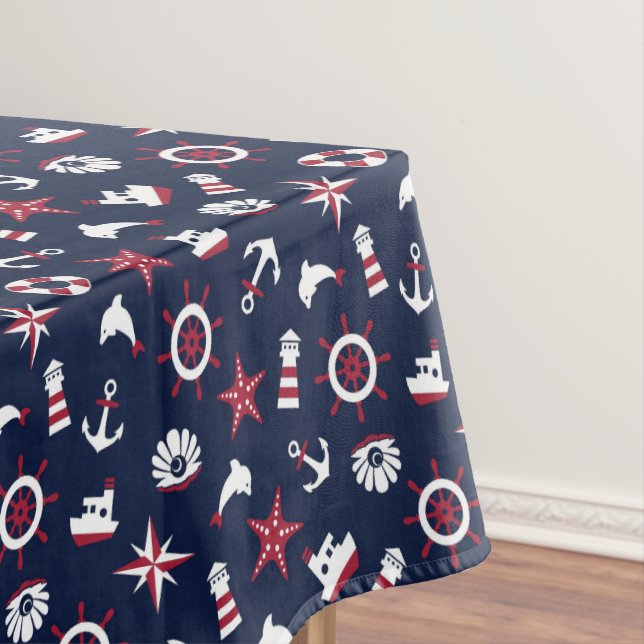 Toalha De Mesa Teste padrão náutico do mar (Posição Original)