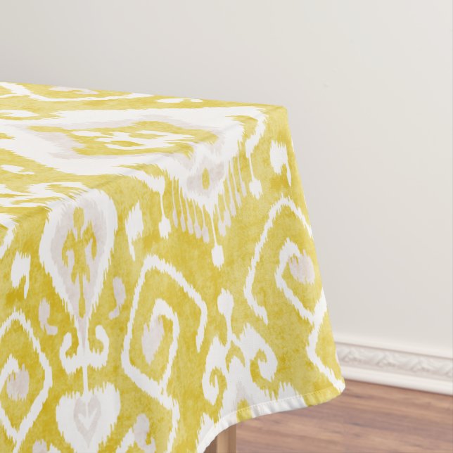 Toalha De Mesa Teste padrão tribal chique do ikat amarelo e (Posição Original)