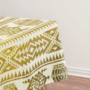 Toalha De Mesa Teste padrão tribal peruano asteca Dourado