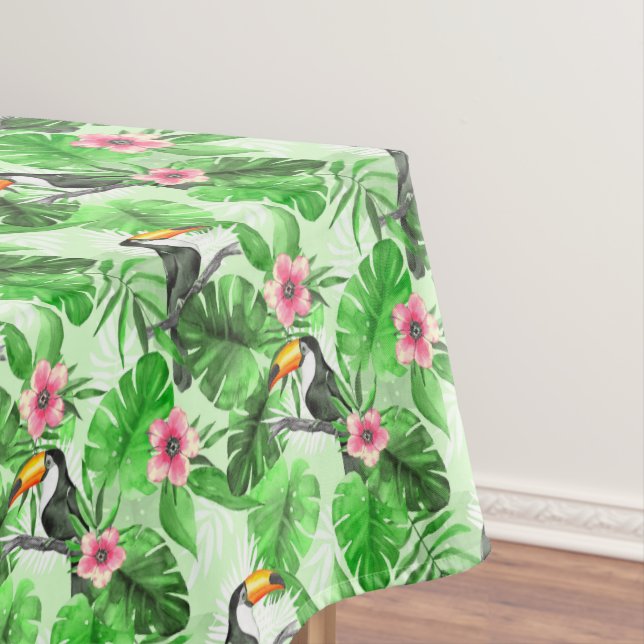 Toalha De Mesa Teste padrão tropical com toucan (Posição Original)