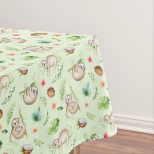 Toalha De Mesa Teste padrão tropical da preguiça do coco