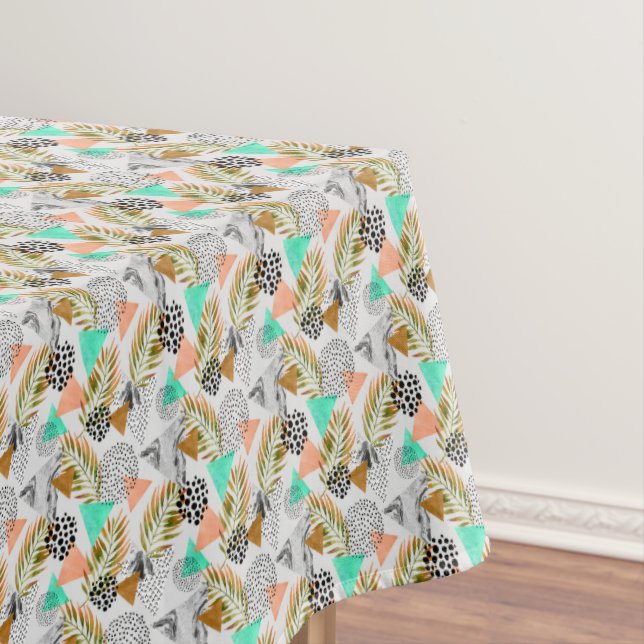 Toalha De Mesa Teste padrão tropical geométrico abstrato da folha (Posição Original)