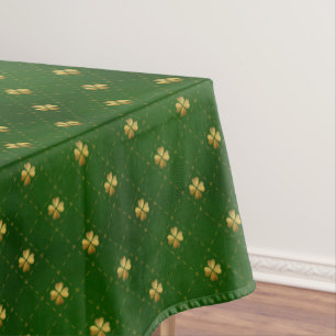 Toalha De Mesa Teste padrão verde dourado do trevo