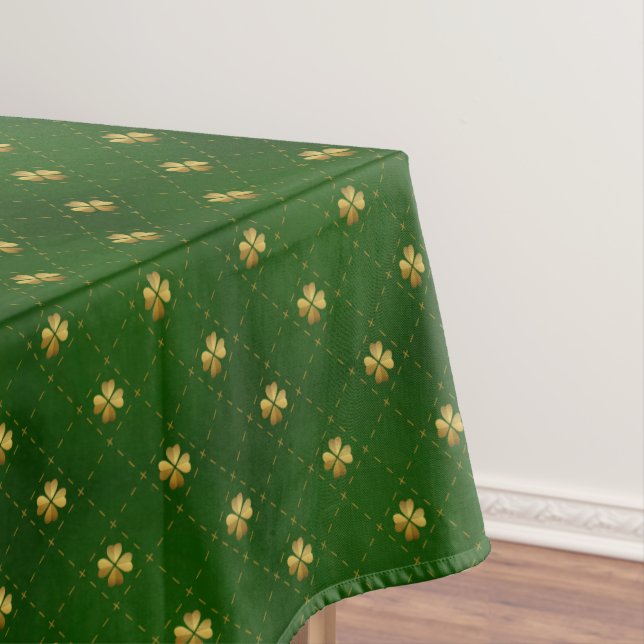 Toalha De Mesa Teste padrão verde dourado do trevo (Posição Original)