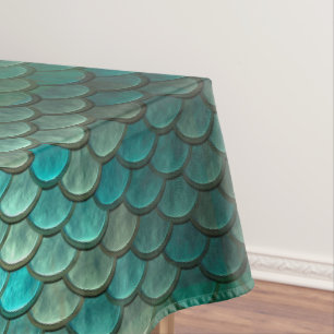 Toalha De Mesa Teste padrão verde minty das escalas de peixes da
