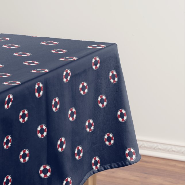 Toalha De Mesa Teste padrão vermelho e branco da bóia (Posição Original)