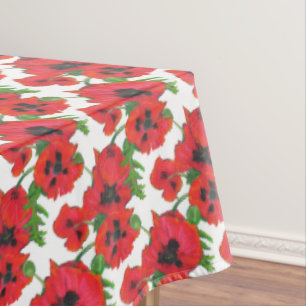 Toalha De Mesa Teste padrão vermelho e preto das papoilas