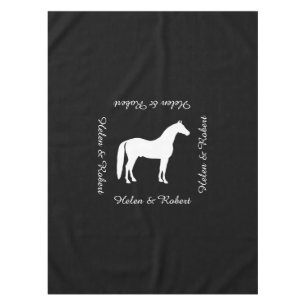 Toalha De Mesa Texto customizável elegante do cavalo branco