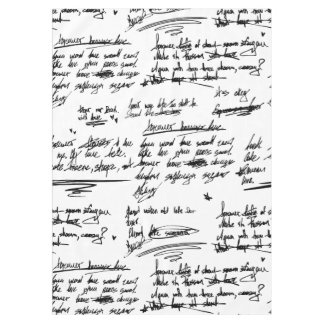 Toalha De Mesa texto manuscrito letra roteiro rabiscos desenhos