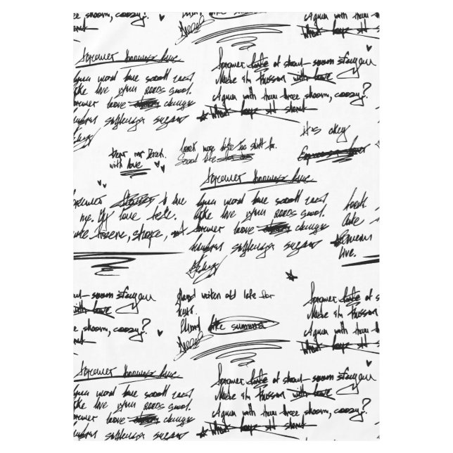 Toalha De Mesa texto manuscrito letra roteiro rabiscos desenhos (Frente)
