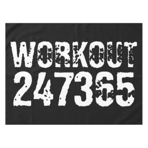 Toalha De Mesa Texto vestido e arranhado Workout 247365 branco