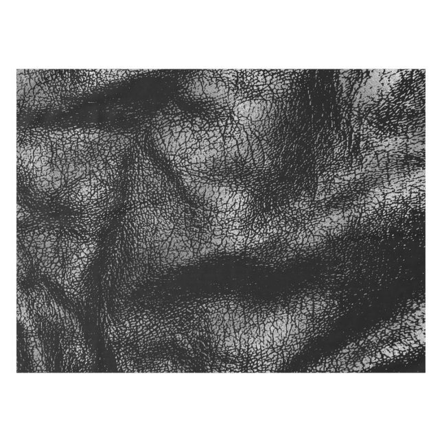 Toalha De Mesa Textura de couro de prata e preta (Frente (Horizontal))