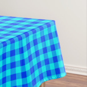 Toalha De Mesa Textura de Xadrez de Cotton Gingham   Azul Verific