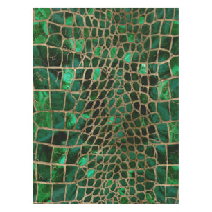 Toalha De Mesa Textura Faux Crocodilo Malachite e ouro