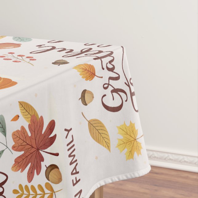 Toalha De Mesa Thankful Grateful Blessed Thanksgiving Fall (Posição Original)