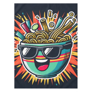 Toalha De Mesa Tigela de Ramen Cartoon de Macarrão Fofo e Diverti