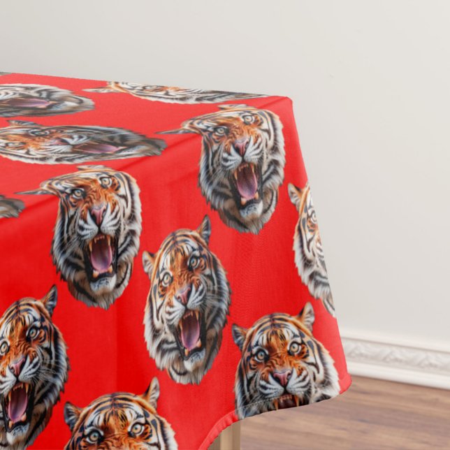 Toalha De Mesa Tiger Head Pattern Design Red (Criador carregado)
