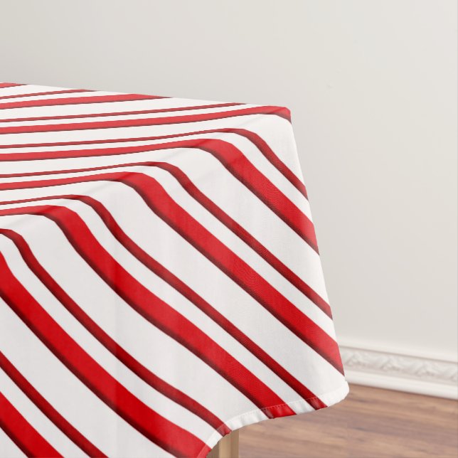 Toalha De Mesa Tiras de canas doces, vermelho e branco de menta-p (Posição Original)